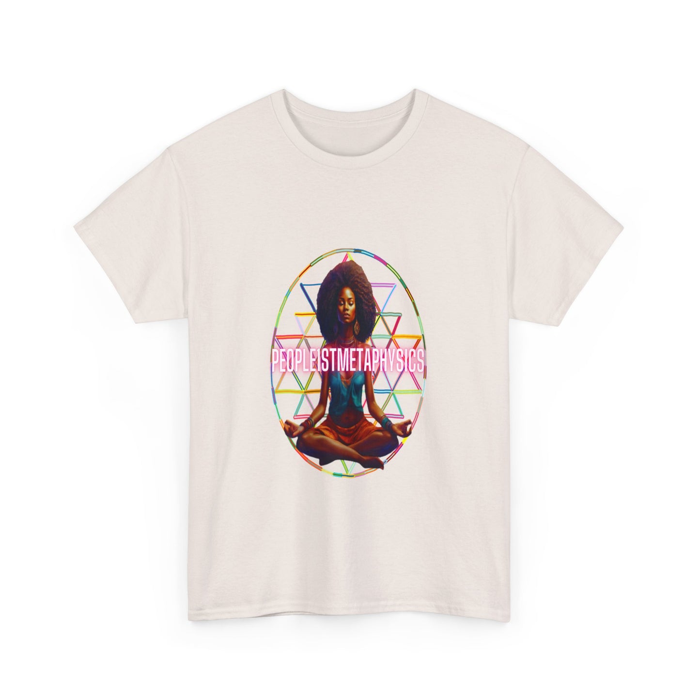 People1stMetaphysics Cosmic Light Heavy Cotton Tee - Connect with the Universe