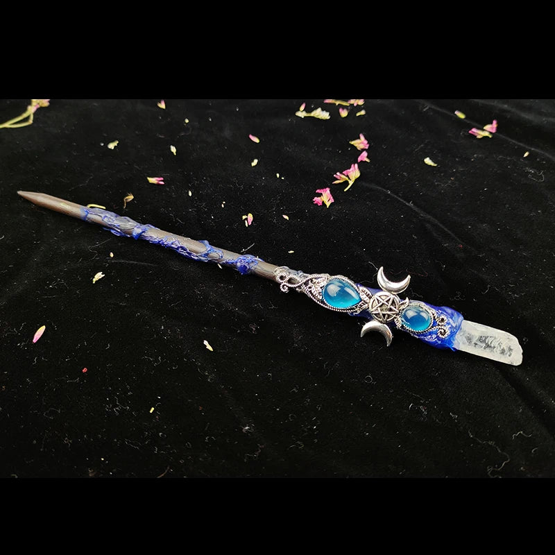 Triple Moon Crystal Wand for Altar Work