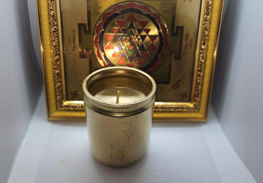 Metallic Gold Glass  50 Hour Conjure Candle! #SpellCandles #MoneyMagick #Conjure