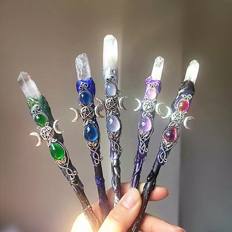 Triple Moon Crystal Wand for Altar Work