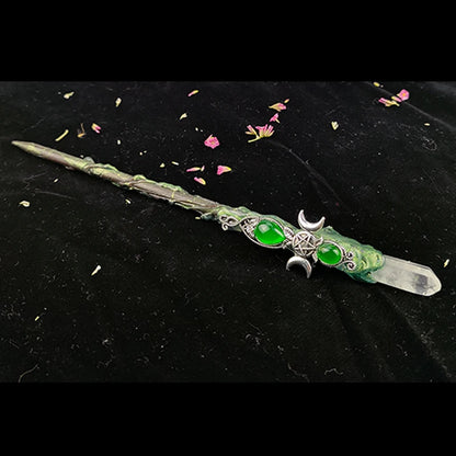 Triple Moon Crystal Wand for Altar Work