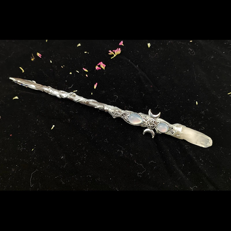 Triple Moon Crystal Wand for Altar Work