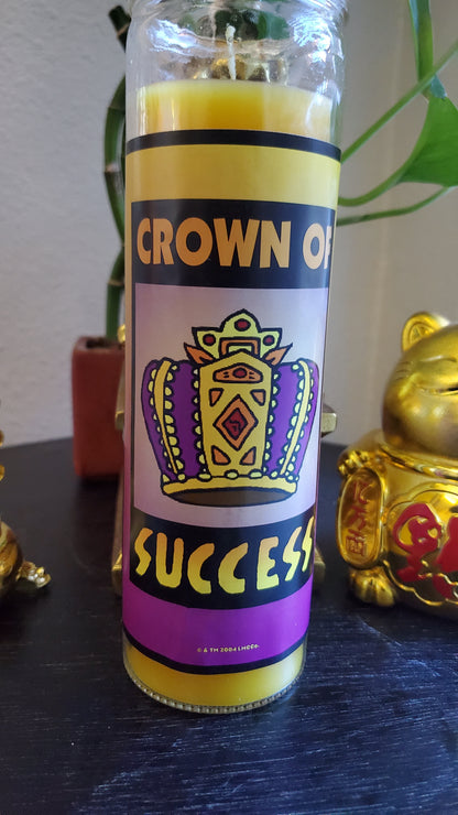 Yellow Fixed "Crown of Success" Candle 7 day Glass Vigil Candle Paraffin Wax #SpellCandles #RootWork #Conjure #CandleMagick #LuckyMojoCurioCo