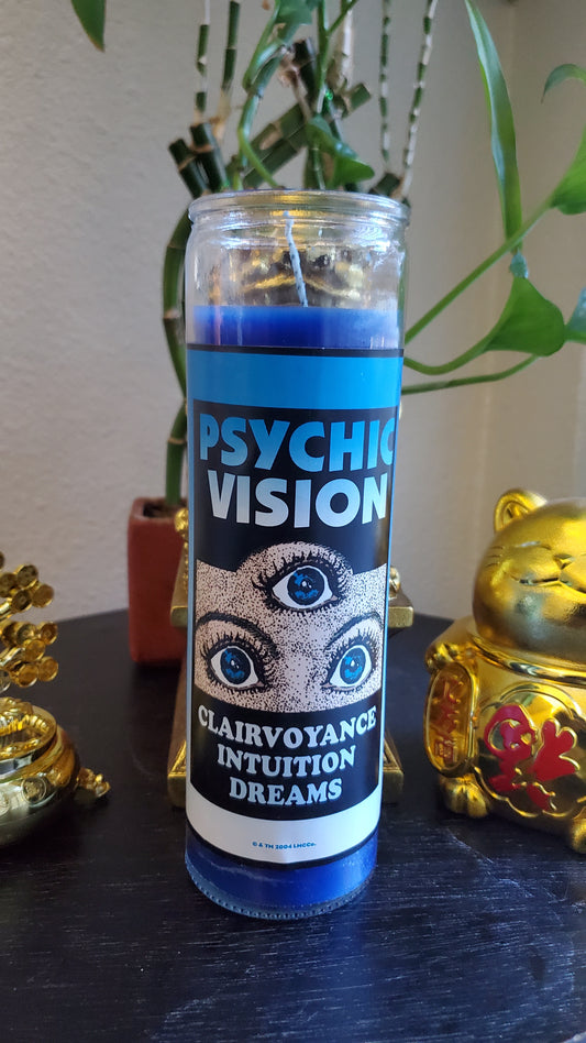 Blue Fixed "Psychic Vision" 7 day Glass Vigil Candle Paraffin Wax #SpellCandles #RootWork #Conjure #CandleMagick #LuckyMojoCurioCo