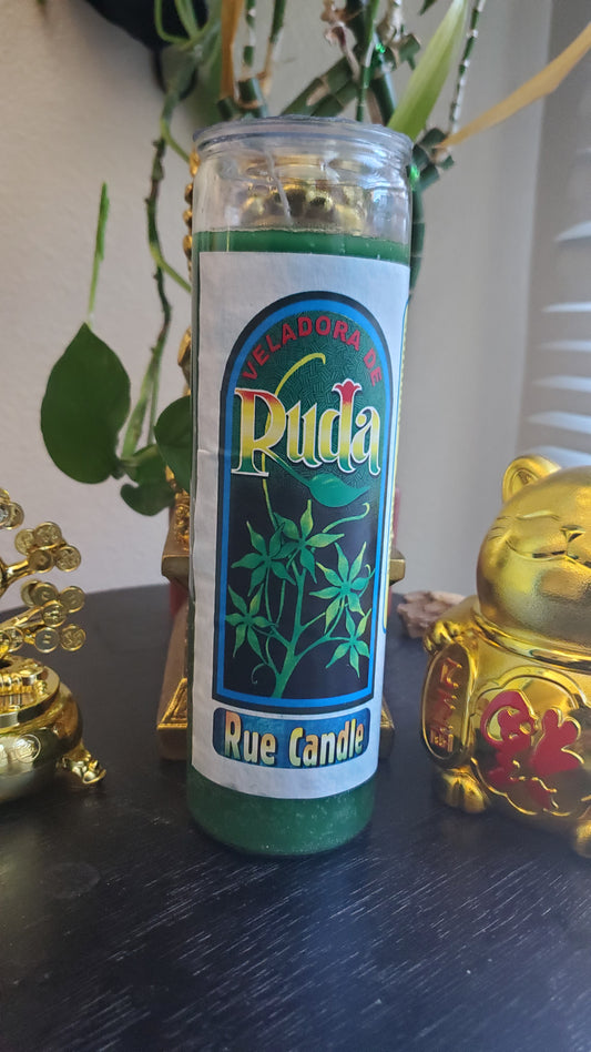 Green Ruda - Rue Money / Love / Health 7 day Candle [Recommended for Root Conjurers and Money Magick] #Rue #Ruda Candle #MoneyDraw