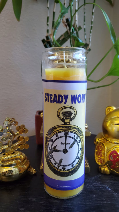 Yellow Fixed "Steady Work" 7 day Glass Vigil Candle Paraffin Wax #SpellCandles #RootWork #Conjure #CandleMagick #LuckyMojoCurioCo